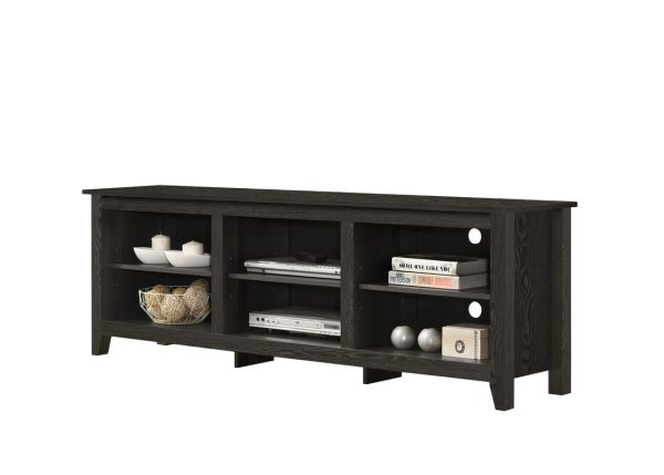 Benito Dark Gray 70"W TV Stand with Open Shelves and Cable Management - Image 6