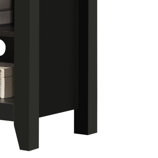 Benito Black 70"W TV Stand with Open Shelves and Cable Management - Image 3