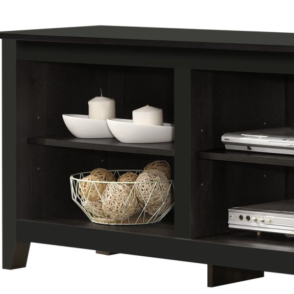 Benito Black 70"W TV Stand with Open Shelves and Cable Management - Image 4