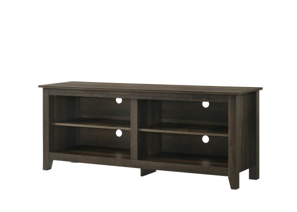 Trove 58" Wide Dark Dusty Oak Finish TV Stand with Open Shelves and Cable Management - Image 5