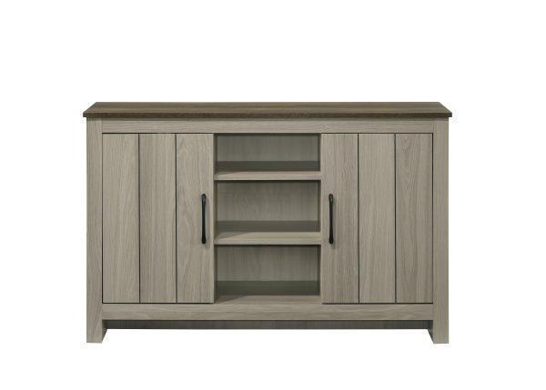 Nyla 47"W Gray Oak Console Table, Buffet Table, Sideboard with Shelves and Cabinet Doors - Image 3