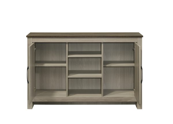 Nyla 47"W Gray Oak Console Table, Buffet Table, Sideboard with Shelves and Cabinet Doors - Image 2