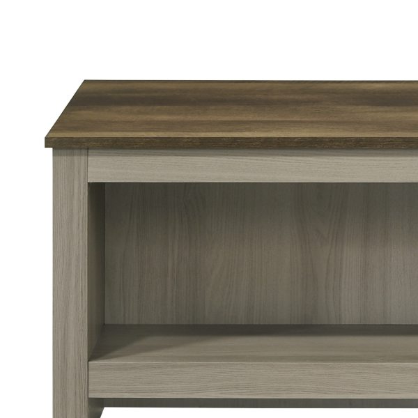 Nyla 43"W Gray Oak Coffee Table with Open Shelves Front and Back - Image 2