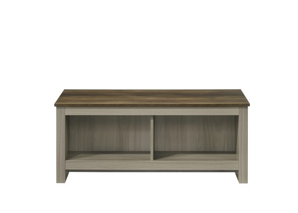 Nyla 43"W Gray Oak Coffee Table with Open Shelves Front and Back - Image 4