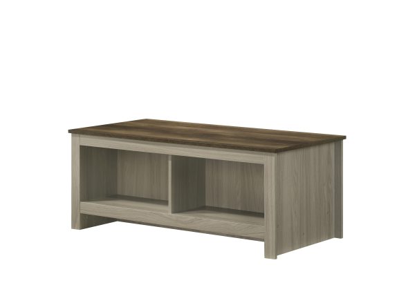 Nyla 43"W Gray Oak Coffee Table with Open Shelves Front and Back - Image 5