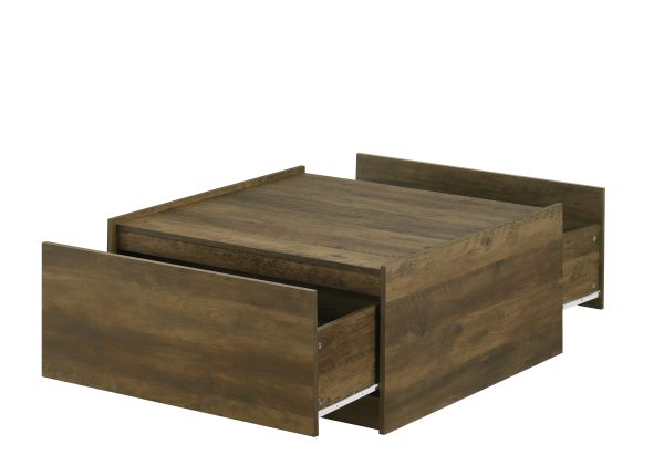 Travon 31.5"W Oak Finish Square Coffee Table with 2 Drawers - Image 4