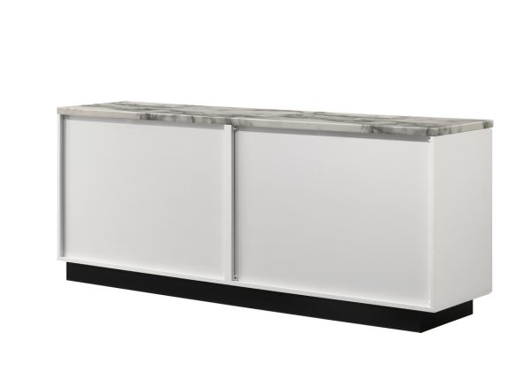 Matilda 63"W White Cabinet Console Table with White Faux Marble Top - Image 3