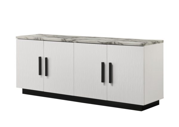 Matilda 63"W White Cabinet Console Table with White Faux Marble Top - Image 5