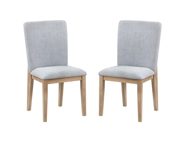 Caspian Set of 2 Gray Linen and Oak Finish 19"W Dining Chair - Image 2