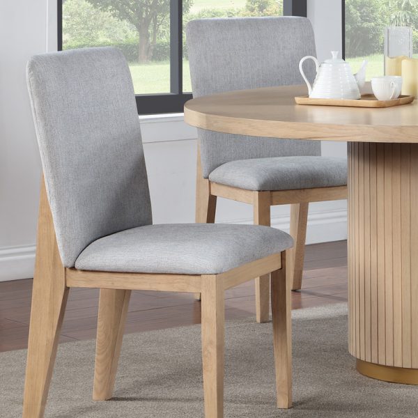 Caspian Set of 2 Gray Linen and Oak Finish 19"W Dining Chair - Image 3