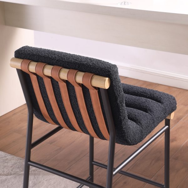 Lahni 17.75"W Dark Gray Boucle Fabric Counter Height Chair - Image 3