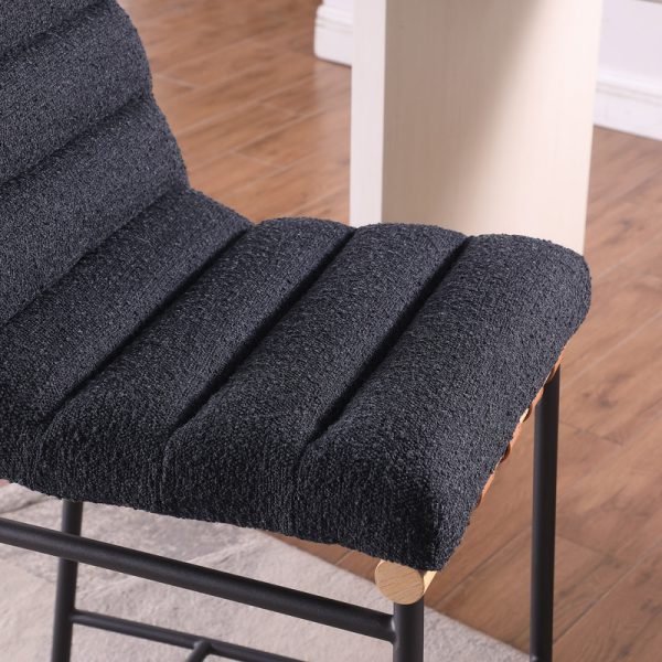 Lahni 17.75"W Dark Gray Boucle Fabric Counter Height Chair - Image 2