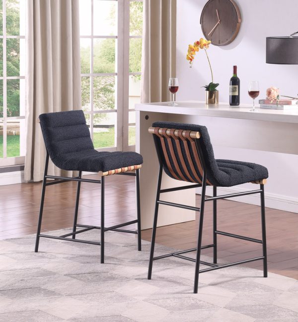 Lahni 17.75"W Dark Gray Boucle Fabric Counter Height Chair - Image 4