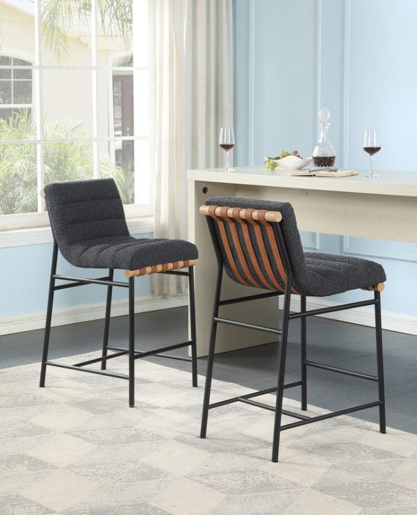 Lahni 17.75"W Dark Gray Boucle Fabric Counter Height Chair - Image 5