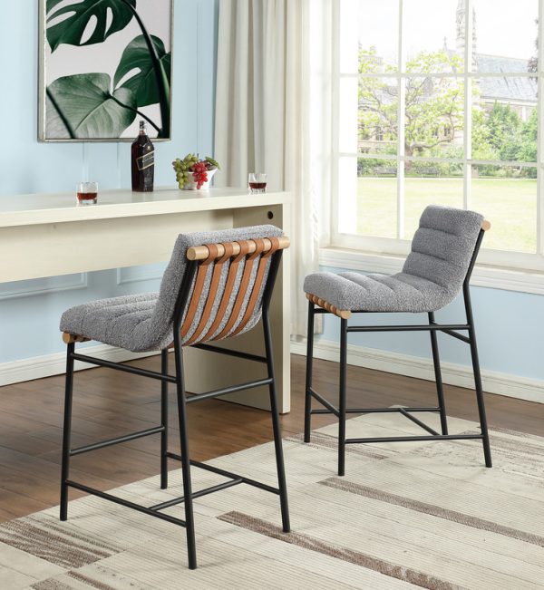 Lahni 17.75"W Gray Boucle Fabric Counter Height Chair - Image 3