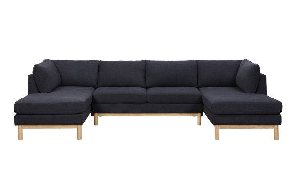 Hallie Black Sherpa 124"W Double Chaise U-Shape Sectional Sofa - Image 3