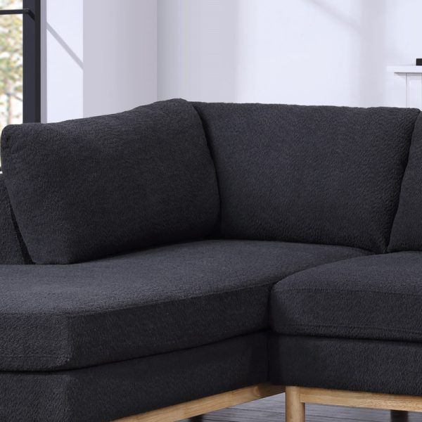 Hallie Black Sherpa 124"W Double Chaise U-Shape Sectional Sofa - Image 4