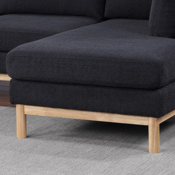 Hallie Black Sherpa 124"W Double Chaise U-Shape Sectional Sofa - Image 2