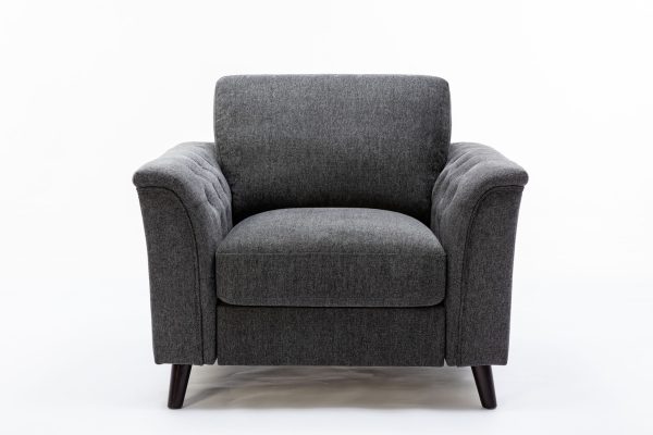 Stanton 36.5"W Dark Gray Linen Chair with Tufted Arms - Image 2