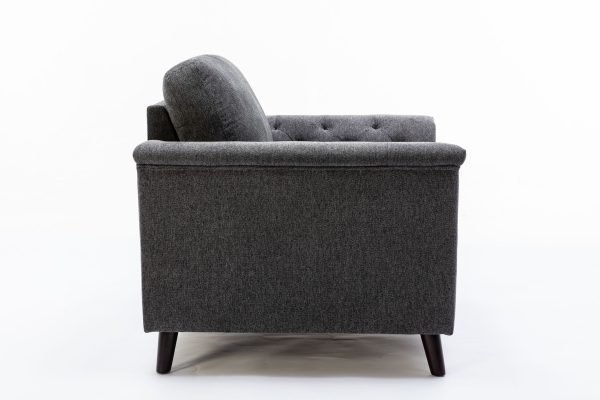 Stanton 36.5"W Dark Gray Linen Chair with Tufted Arms - Image 7