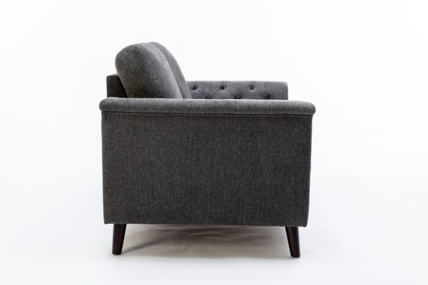 Stanton 61"W Dark Gray Linen Loveseat with Tufted Arms - Image 7
