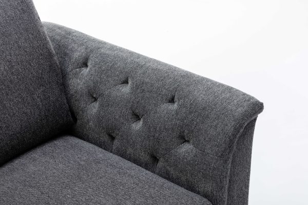 Stanton 61"W Dark Gray Linen Loveseat with Tufted Arms - Image 5