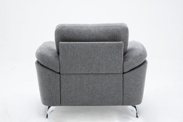 Villanelle 42.5"W Light Gray Linen Chair with Chrome Finish Legs - Image 7
