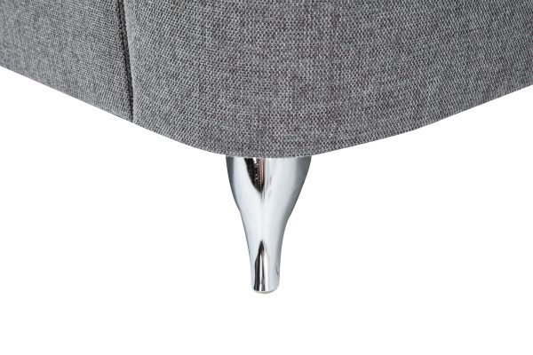 Villanelle 42.5"W Light Gray Linen Chair with Chrome Finish Legs - Image 3