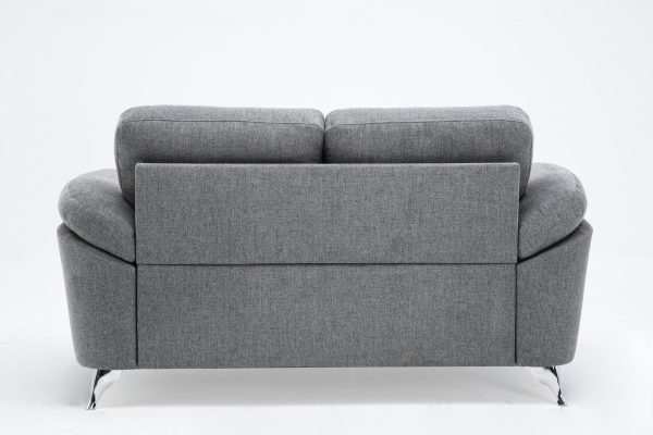 Villanelle 63.5"W Light Gray Linen Loveseat with Chrome Finish Legs - Image 8