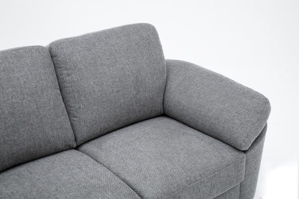 Villanelle 63.5"W Light Gray Linen Loveseat with Chrome Finish Legs - Image 7