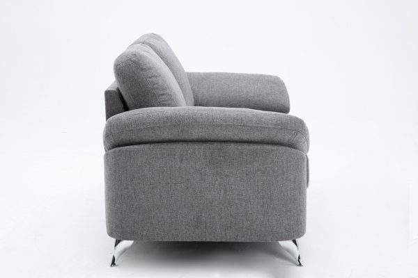 Villanelle 63.5"W Light Gray Linen Loveseat with Chrome Finish Legs - Image 6