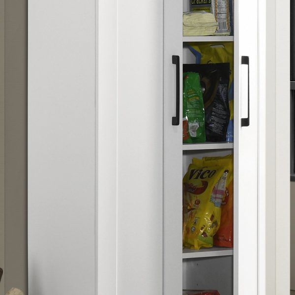 Evelyn 23"W White Sleek Storage Cabinet with Framed Panel Design - Image 5