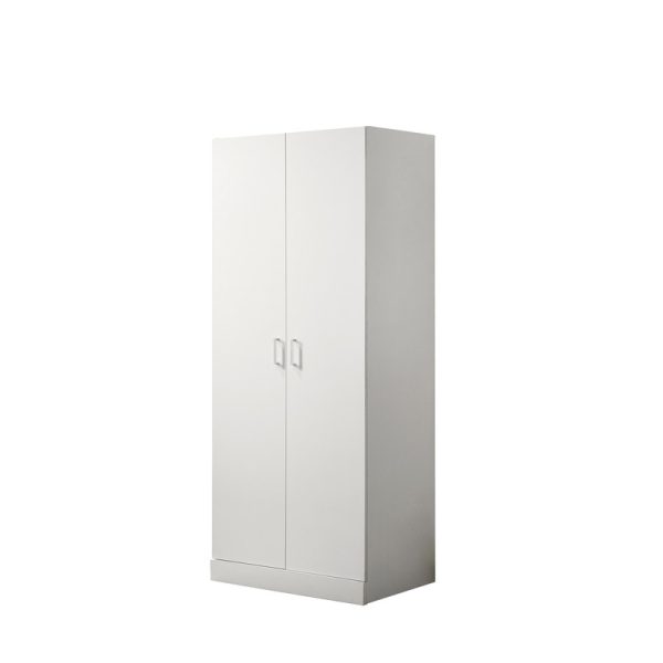 Michael 29.5"W White Double Door Wardrobe Cabinet Armoire with Shelf and Hanging Rod - Image 3