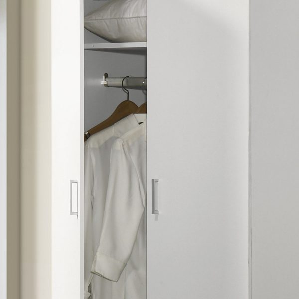 Michael 29.5"W White Double Door Wardrobe Cabinet Armoire with Shelf and Hanging Rod - Image 2
