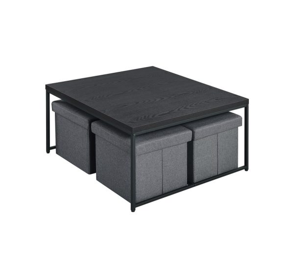 Caitlin 35"W Black Wood Grain 5 Piece Coffee Table Set - Image 2