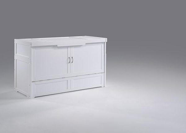 Night & Day Furniture MUR-CUB-QEN-WH-COM Murphy Cube Cabinet Bed, Queen, White