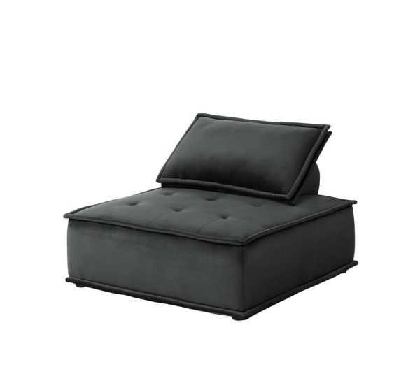 Anna 40"W Black Velvet Armless Lounge Chair - Image 3