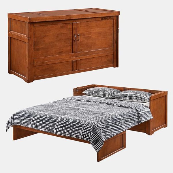 Night & Day Furniture MUR-CUB-QEN-CH-COM Murphy Cube Cabinet Bed, Queen, Cherry