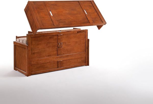 Night & Day Furniture MUR-CUB-QEN-CH-COM Murphy Cube Cabinet Bed, Queen, Cherry - Image 5