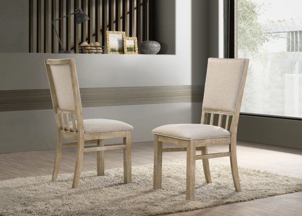 Brutus Set of 2 Reclaimed Wheat 19"W Contemporary Fabric Dining Chair