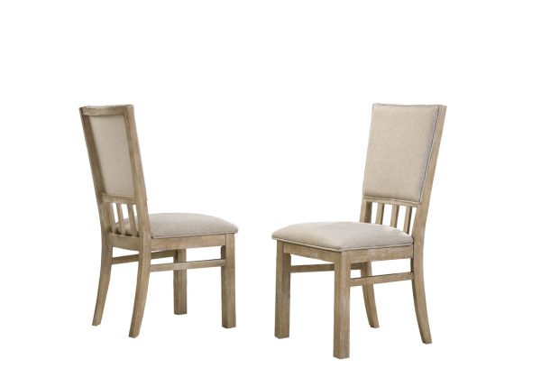 Brutus Set of 2 Reclaimed Wheat 19"W Contemporary Fabric Dining Chair - Image 4