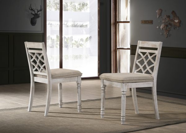 Havanna Set of 2 Off White 19"W Contemporary Fabric Chair with Cushion