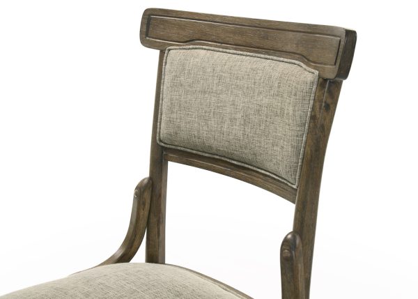 Bistro 88"W Vintage Walnut 9 Piece Dining Table with Extension Leaf and Off White Fabric Dining Chairs - Image 10