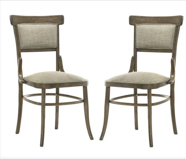 Bistro Set of 2 Vintage Walnut 19"W Contemporary Fabric Dining Chair with Cushion - Image 4
