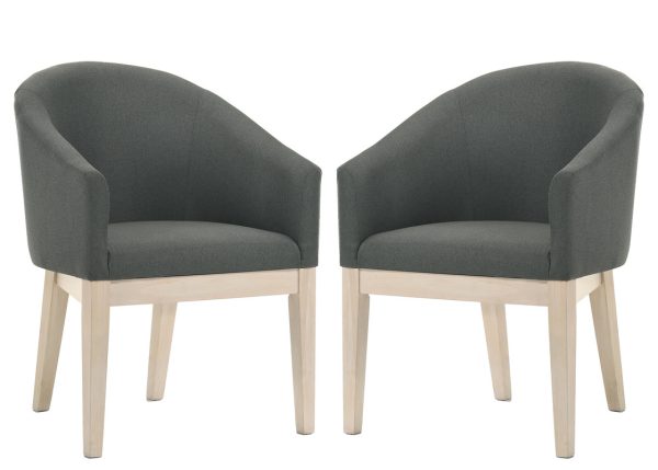 Neroli Set of 2 Gray Fabric 23"W Barrel Accent Chair - Image 3