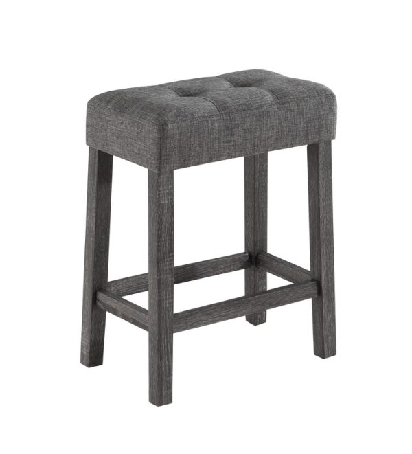 Lux Gray 3 Piece Counter Height 36"W Pub Table Set with Tufted Gray Linen Stools - Image 2
