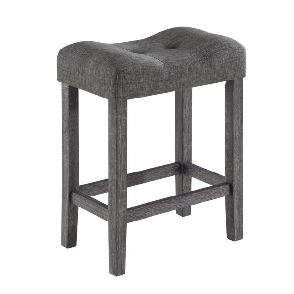 Lucian Gray 5 Piece Counter Height 36"W Pub Table Set with Tufted Gray Linen Stools - Image 6