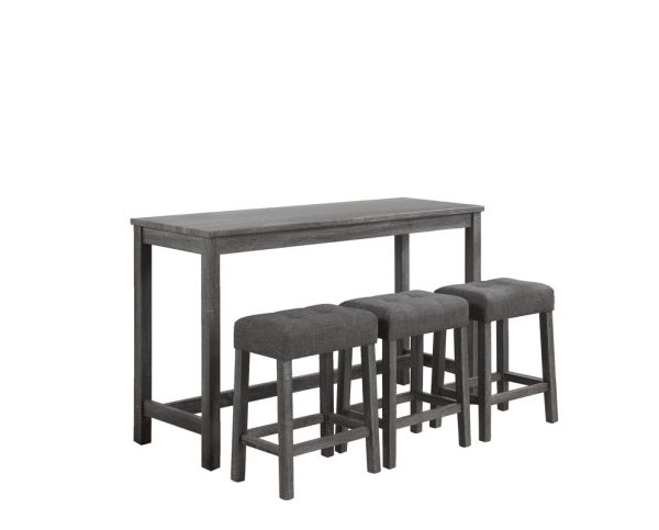 Oriana Gray 4 Piece Counter Height 36"W Pub Table Set with Tufted Gray Linen Stools - Image 3