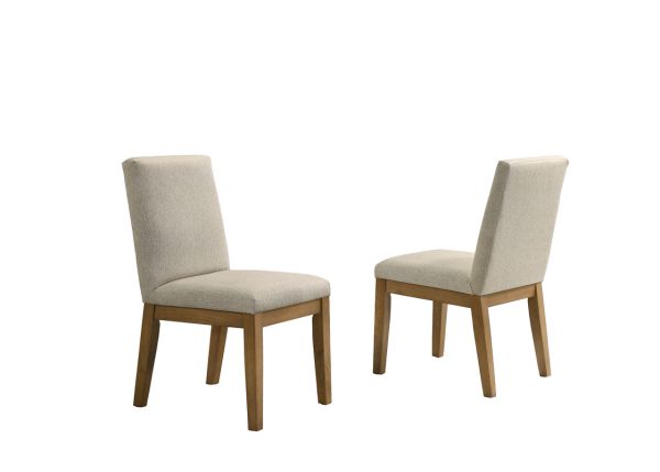 Jasper  Set of 2 Driftwood Finish Contemporary Beige Fabric 19"W Dining Chair - Image 2
