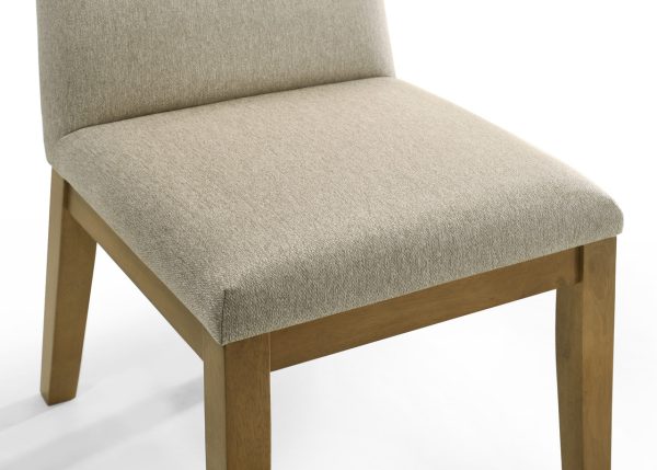 Jasper  Set of 2 Driftwood Finish Contemporary Beige Fabric 19"W Dining Chair - Image 3